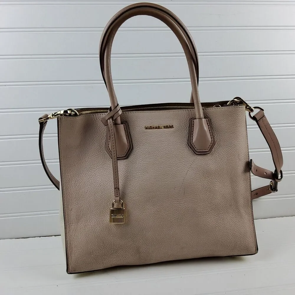 Michael Kors MK Pebbled Leather Satchel Crossbody Shoulder Handbag Purse